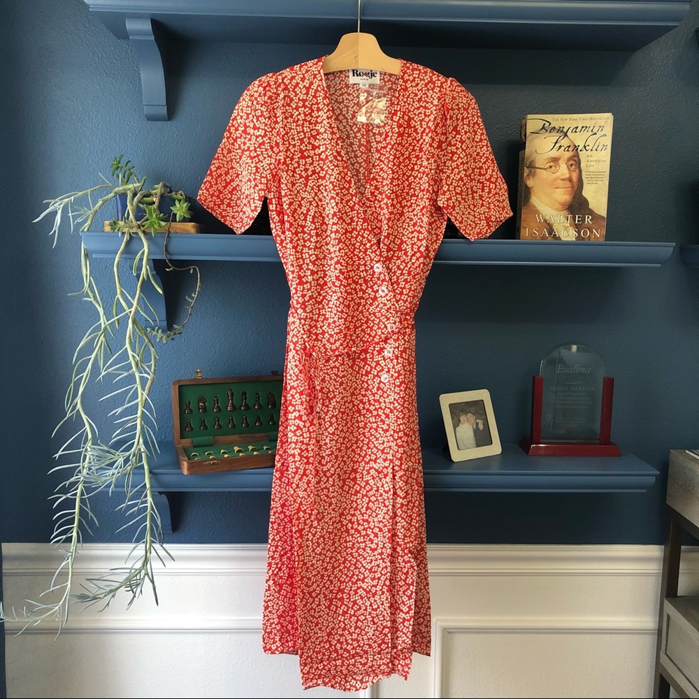 Rouje Gabin Red Floral Midi Dress - Picture 10 of 16